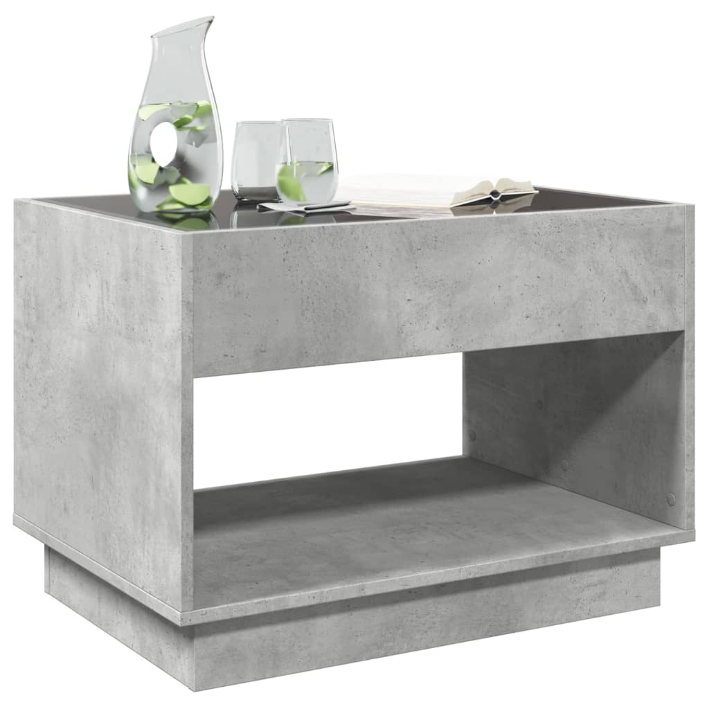 vidaXL Coffee Table with Infinity LED Concrete Grey 70x50x50 cm