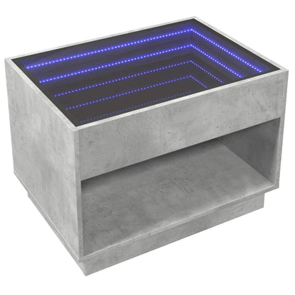 vidaXL Coffee Table with Infinity LED Concrete Grey 70x50x50 cm