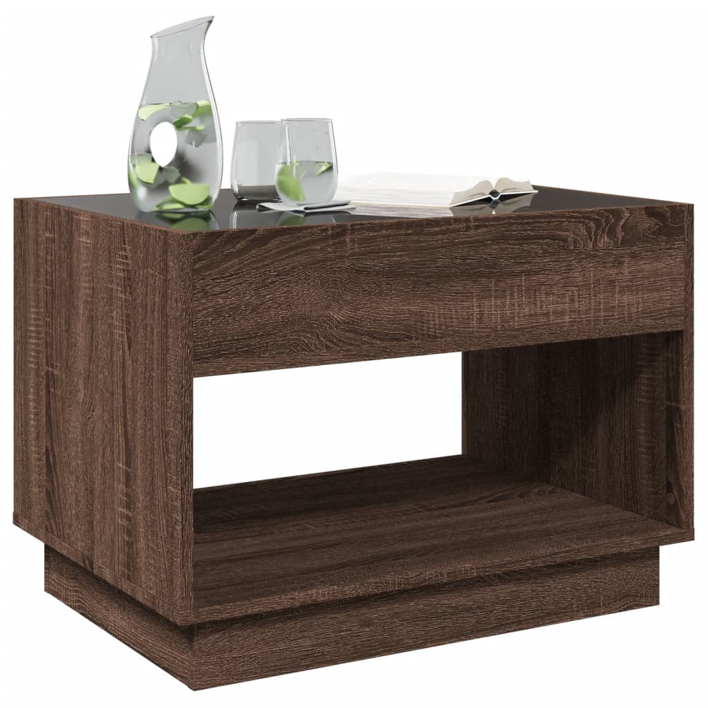 vidaXL Coffee Table with Infinity LED Brown Oak 70x50x50 cm