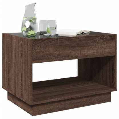 vidaXL Coffee Table with Infinity LED Brown Oak 70x50x50 cm