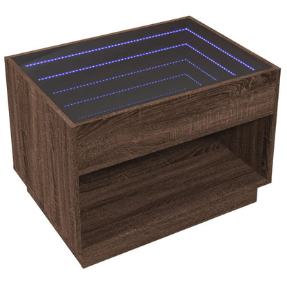 vidaXL Coffee Table with Infinity LED Brown Oak 70x50x50 cm