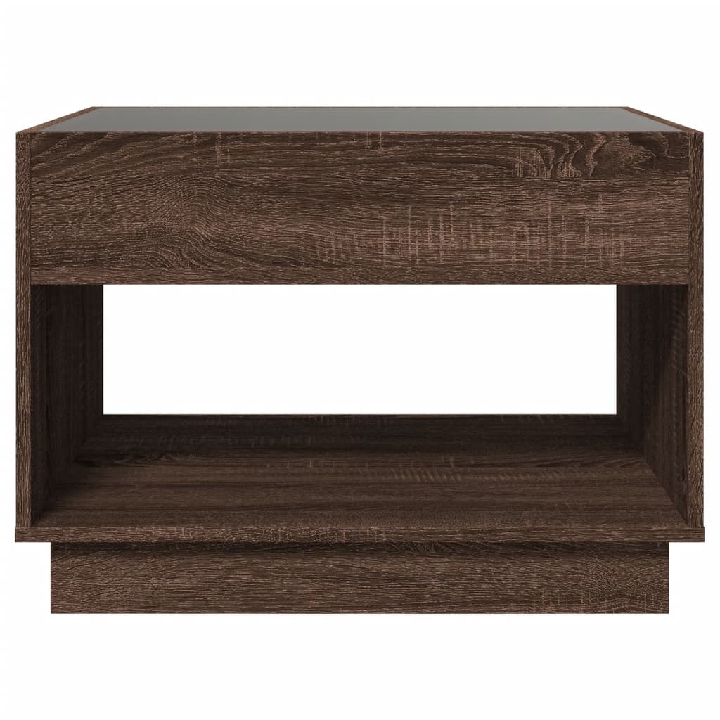 vidaXL Coffee Table with Infinity LED Brown Oak 70x50x50 cm