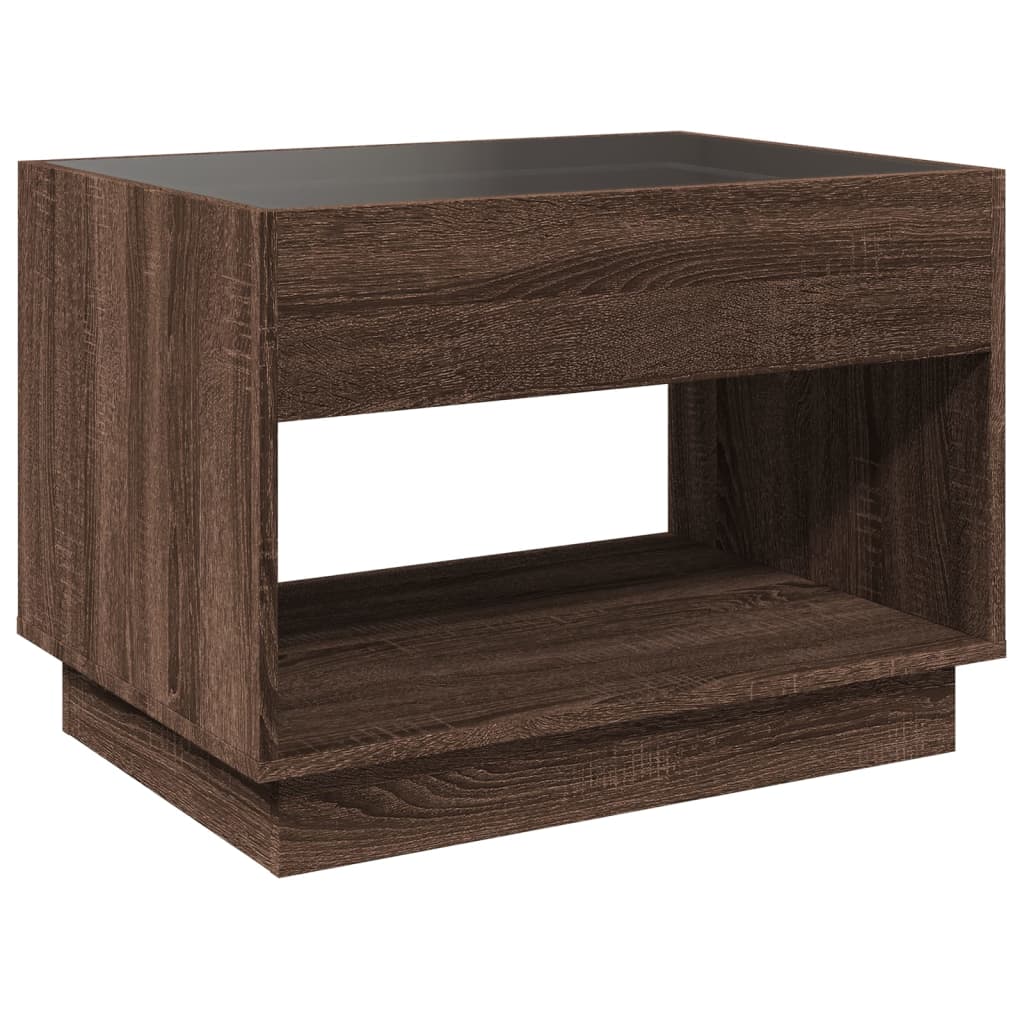 vidaXL Coffee Table with Infinity LED Brown Oak 70x50x50 cm