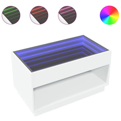 vidaXL Coffee Table with Infinity LED White 90x50x50 cm