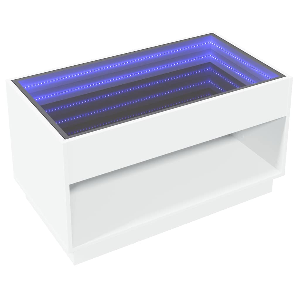 vidaXL Coffee Table with Infinity LED White 90x50x50 cm