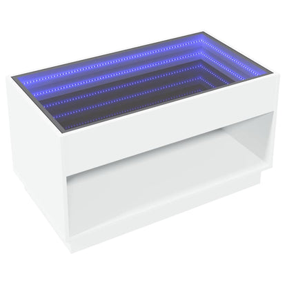 vidaXL Coffee Table with Infinity LED White 90x50x50 cm