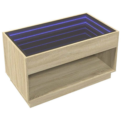 vidaXL Coffee Table with Infinity LED Sonoma Oak 90x50x50 cm