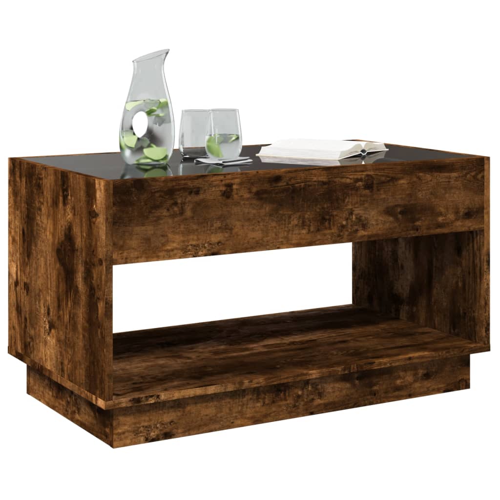 vidaXL Coffee Table with Infinity LED Smoked Oak 90x50x50 cm