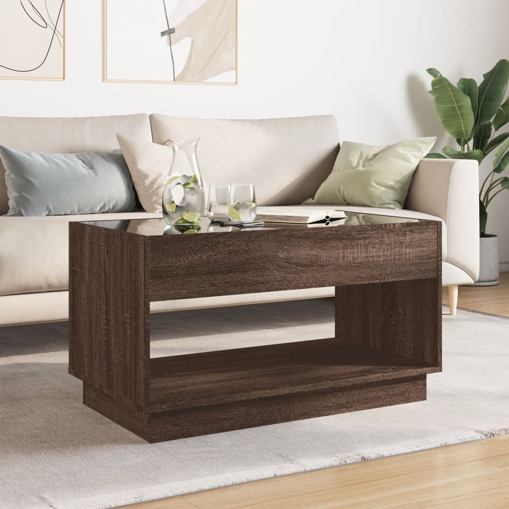 vidaXL Coffee Table with Infinity LED Brown Oak 90x50x50 cm