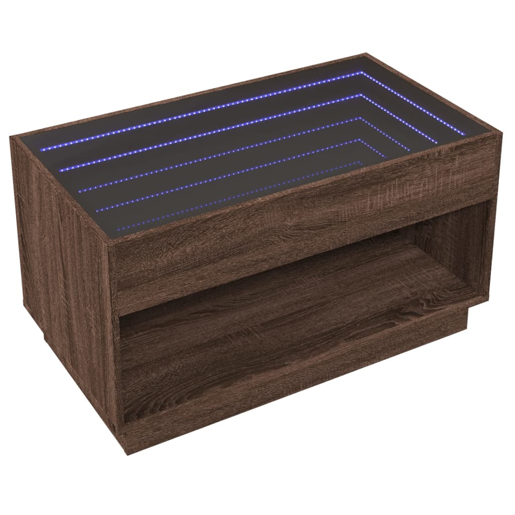 vidaXL Coffee Table with Infinity LED Brown Oak 90x50x50 cm
