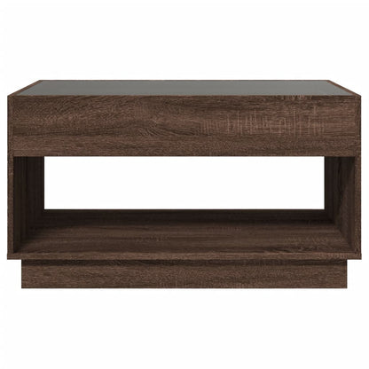 vidaXL Coffee Table with Infinity LED Brown Oak 90x50x50 cm