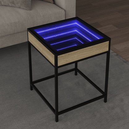 vidaXL Coffee Table with Infinity LED Sonoma Oak 40x40x51 cm