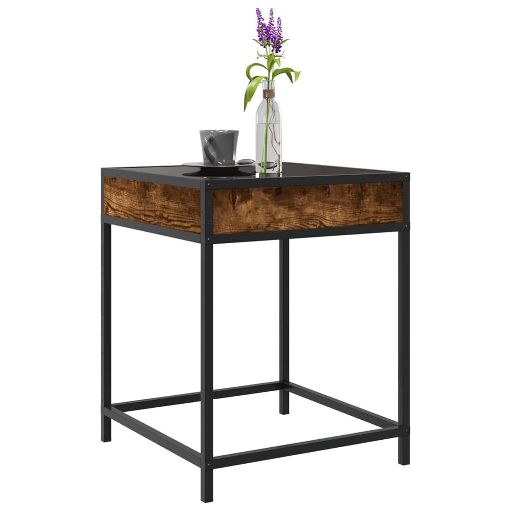 vidaXL Coffee Table with Infinity LED Smoked Oak 40x40x51 cm