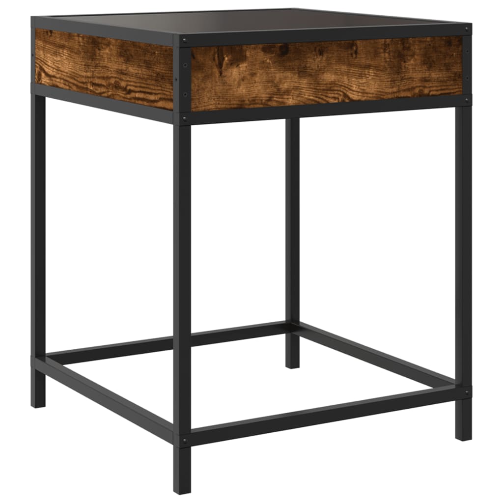 vidaXL Coffee Table with Infinity LED Smoked Oak 40x40x51 cm