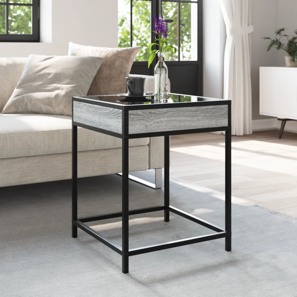 vidaXL Coffee Table with Infinity LED Grey Sonoma 40x40x51 cm