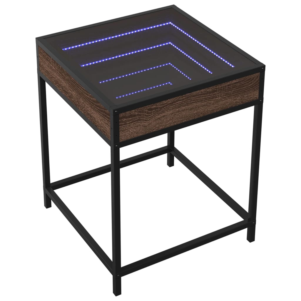 vidaXL Coffee Table with Infinity LED Brown Oak 40x40x51 cm