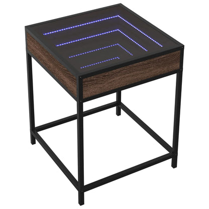 vidaXL Coffee Table with Infinity LED Brown Oak 40x40x51 cm