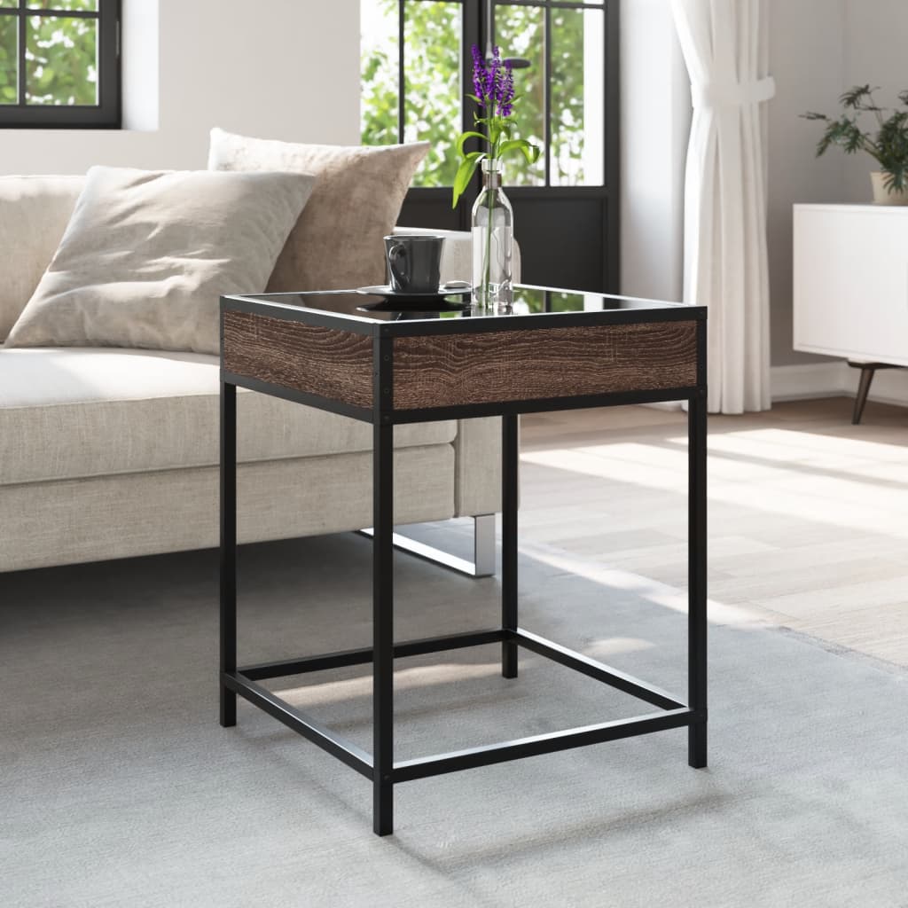 vidaXL Coffee Table with Infinity LED Brown Oak 40x40x51 cm