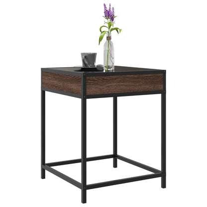 vidaXL Coffee Table with Infinity LED Brown Oak 40x40x51 cm