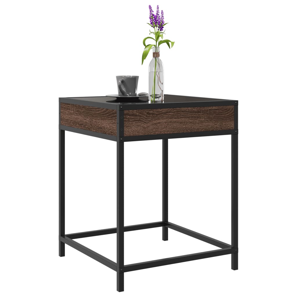vidaXL Coffee Table with Infinity LED Brown Oak 40x40x51 cm