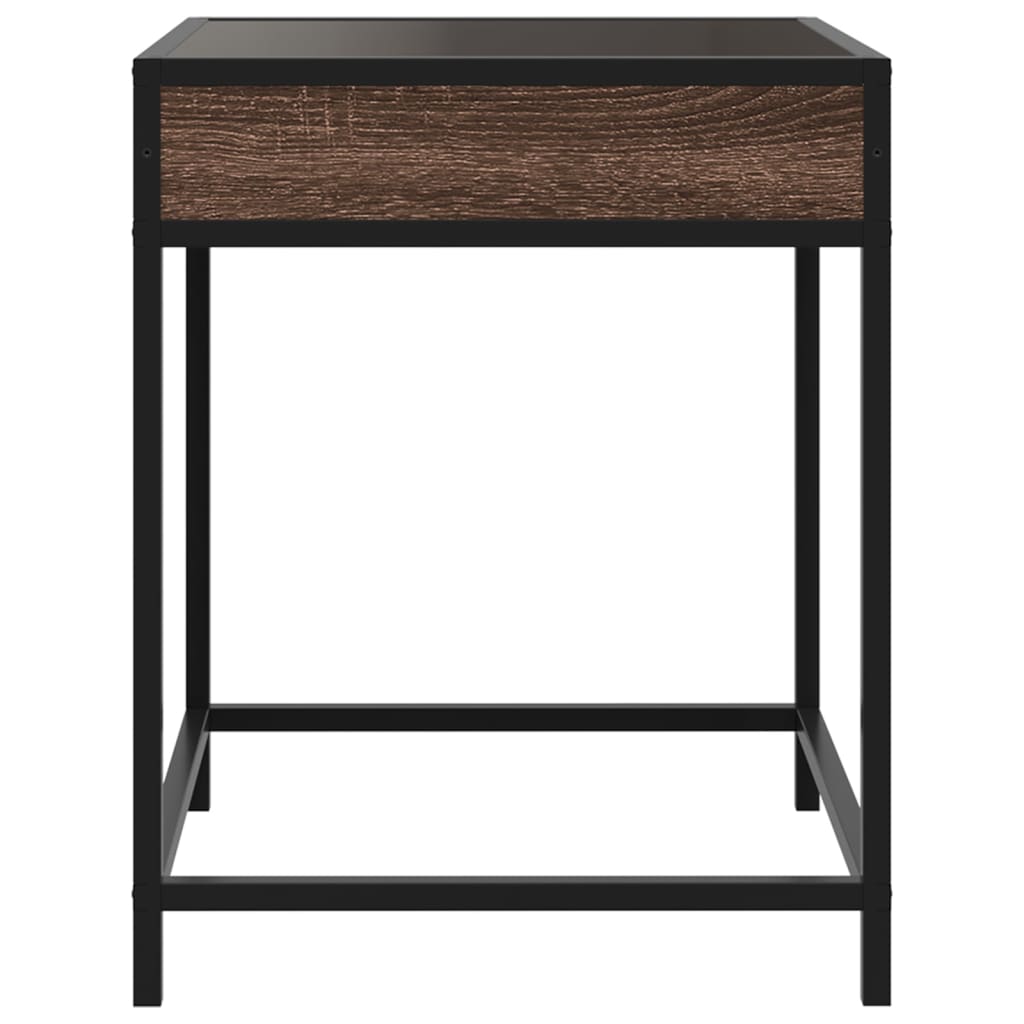 vidaXL Coffee Table with Infinity LED Brown Oak 40x40x51 cm