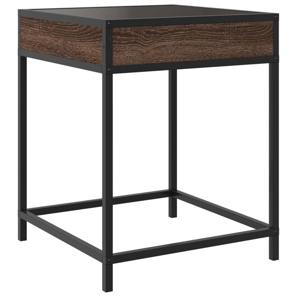 vidaXL Coffee Table with Infinity LED Brown Oak 40x40x51 cm