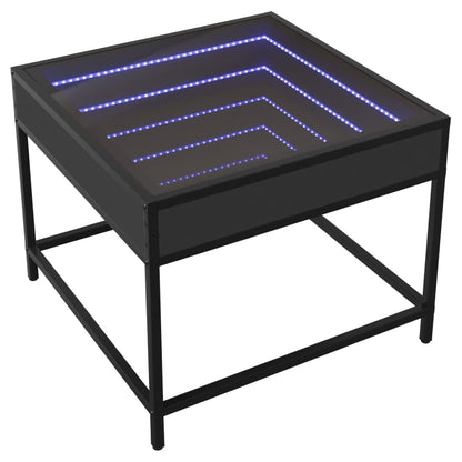 vidaXL Coffee Table with Infinity LED Black 50x50x41 cm