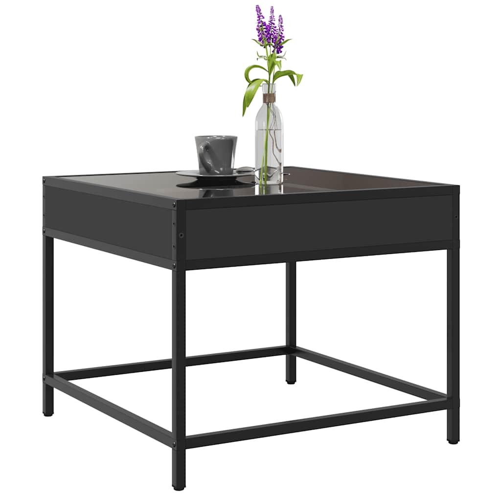 vidaXL Coffee Table with Infinity LED Black 50x50x41 cm