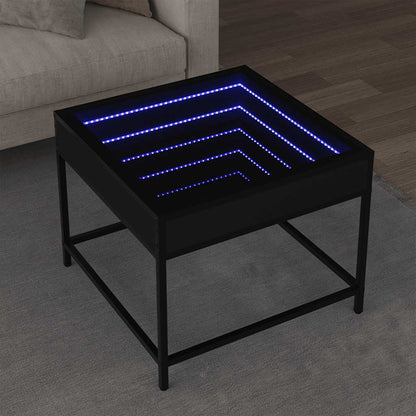 vidaXL Coffee Table with Infinity LED Black 50x50x41 cm