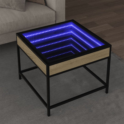 vidaXL Coffee Table with Infinity LED Sonoma Oak 50x50x41 cm
