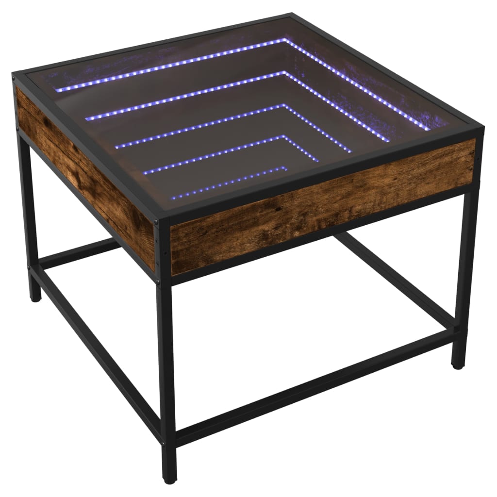 vidaXL Coffee Table with Infinity LED Smoked Oak 50x50x41 cm