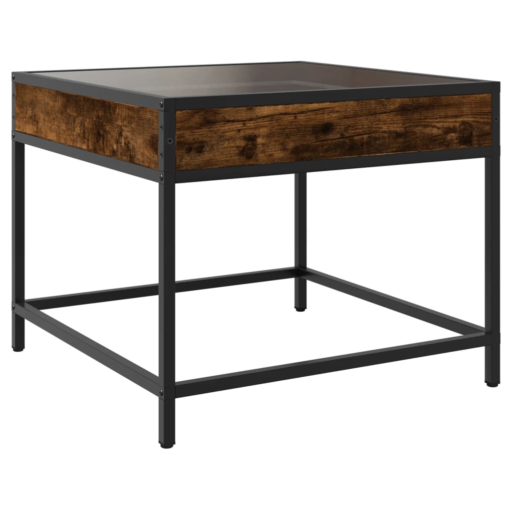 vidaXL Coffee Table with Infinity LED Smoked Oak 50x50x41 cm