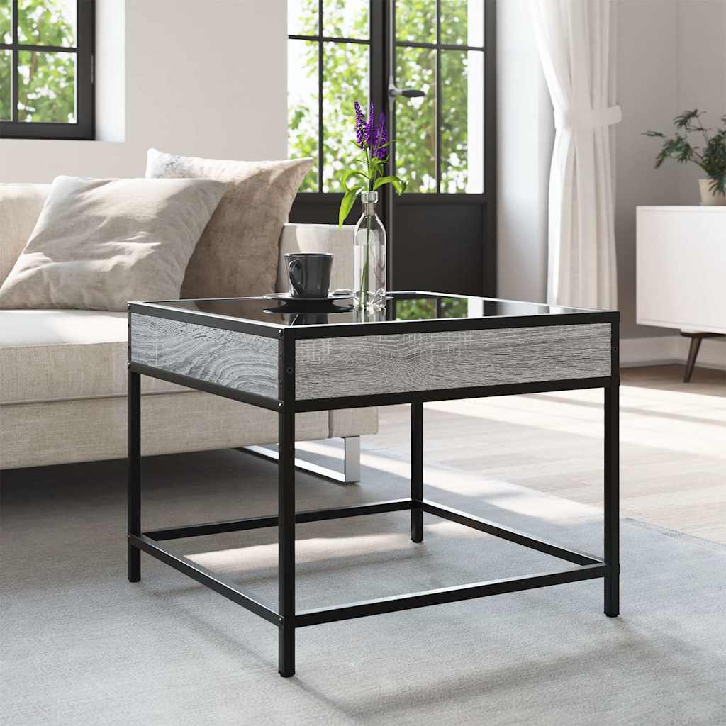 vidaXL Coffee Table with Infinity LED Grey Sonoma 50x50x41 cm