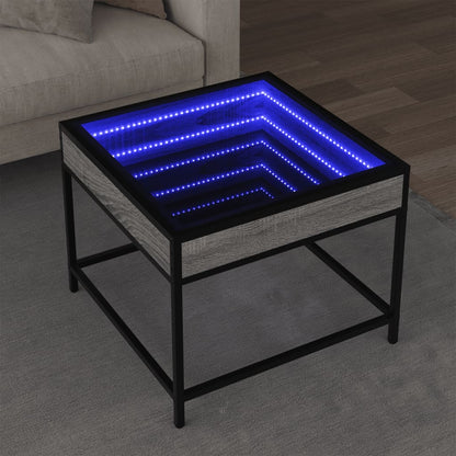 vidaXL Coffee Table with Infinity LED Grey Sonoma 50x50x41 cm