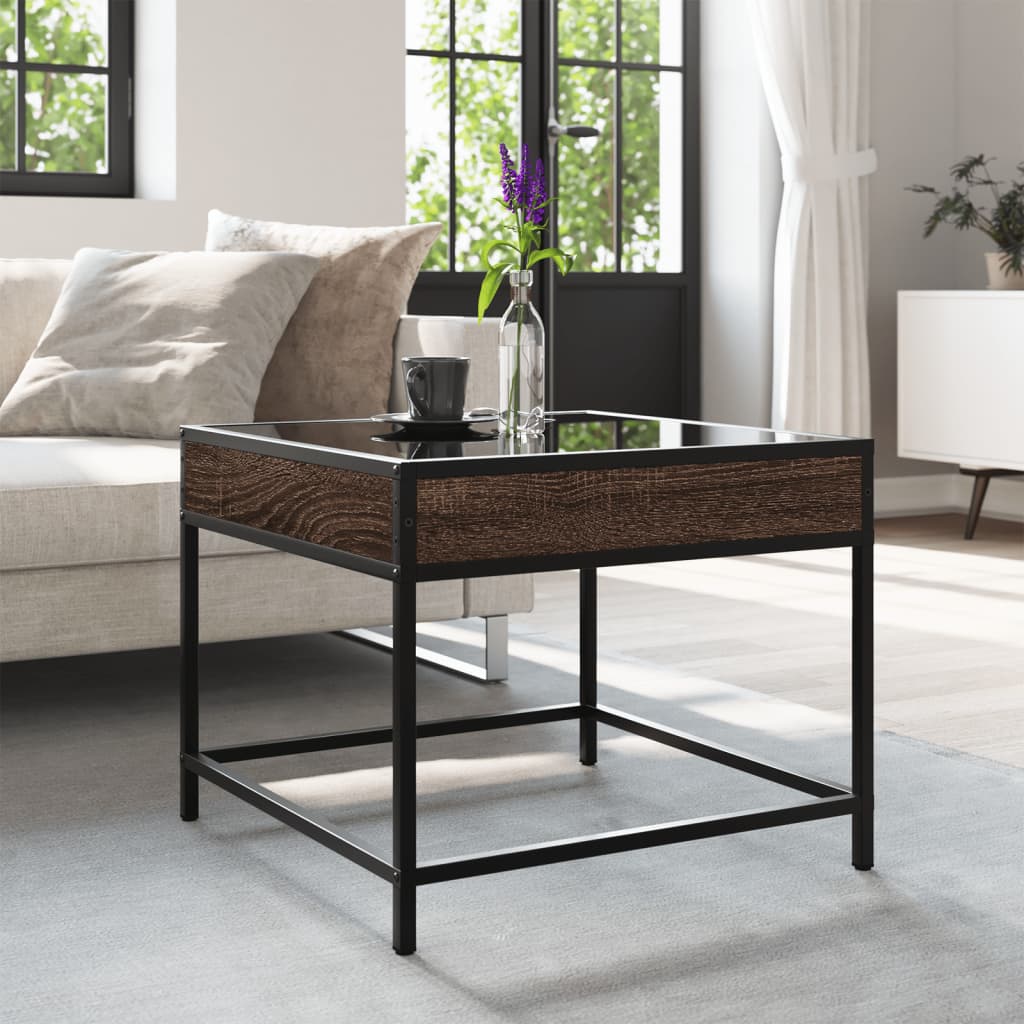vidaXL Coffee Table with Infinity LED Brown Oak 50x50x41 cm