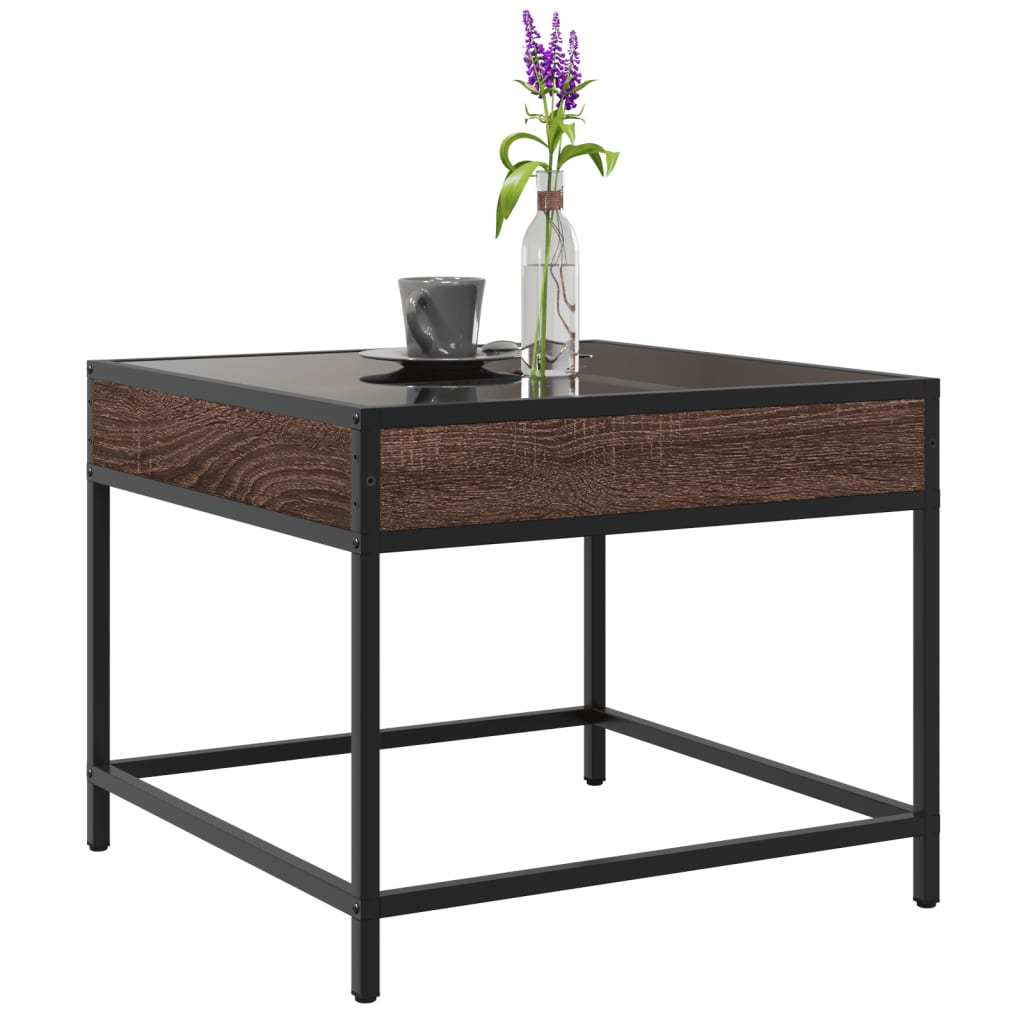 vidaXL Coffee Table with Infinity LED Brown Oak 50x50x41 cm