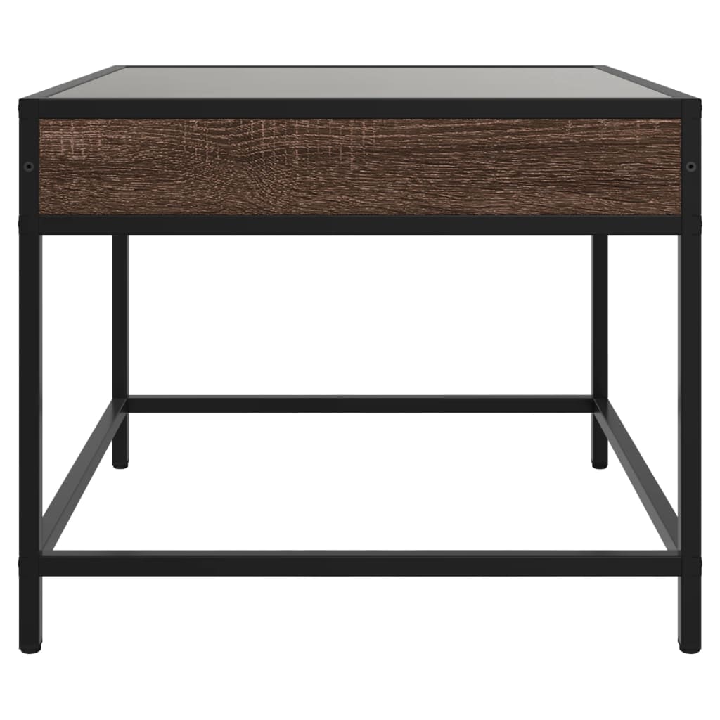 vidaXL Coffee Table with Infinity LED Brown Oak 50x50x41 cm