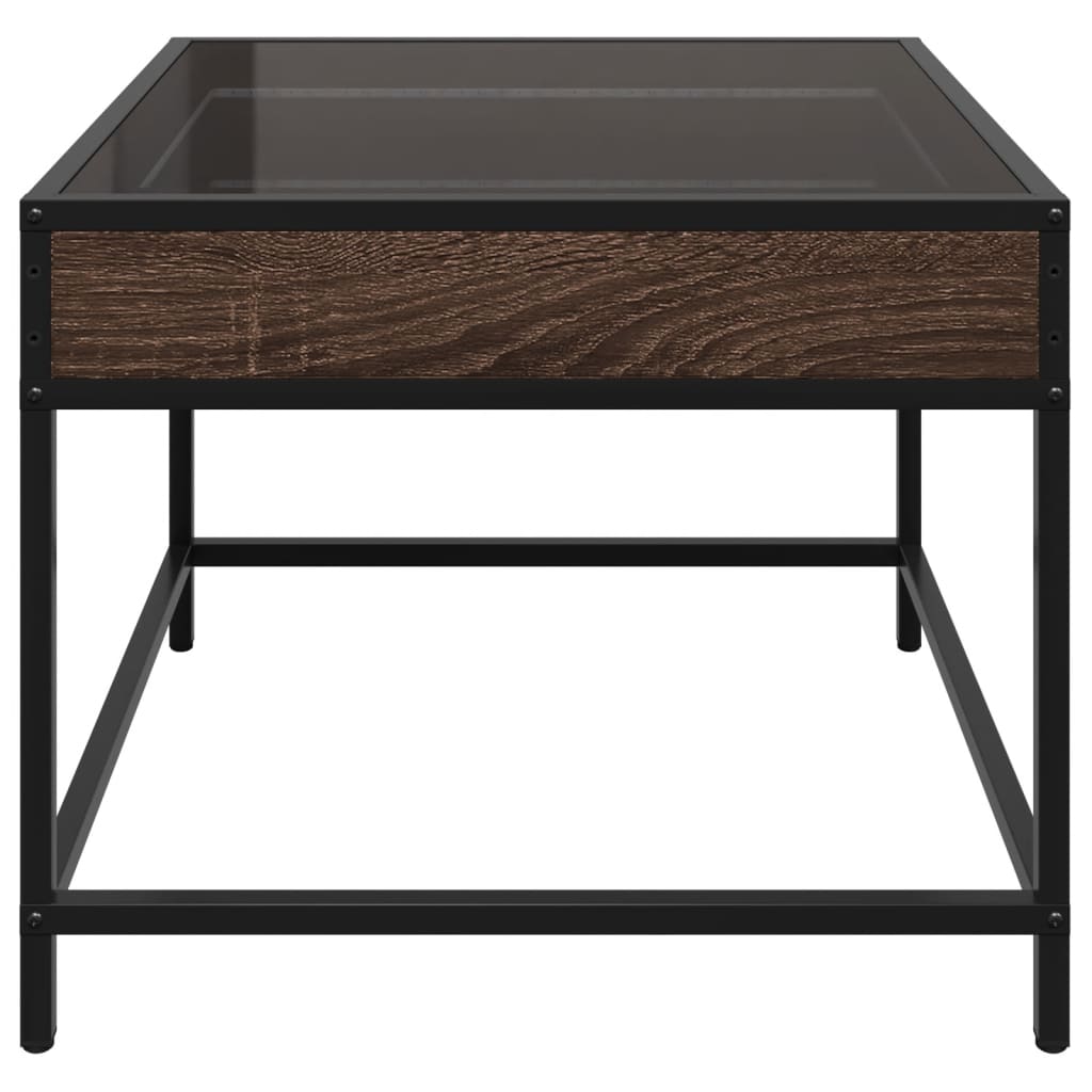 vidaXL Coffee Table with Infinity LED Brown Oak 50x50x41 cm