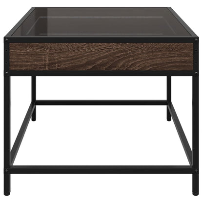 vidaXL Coffee Table with Infinity LED Brown Oak 50x50x41 cm