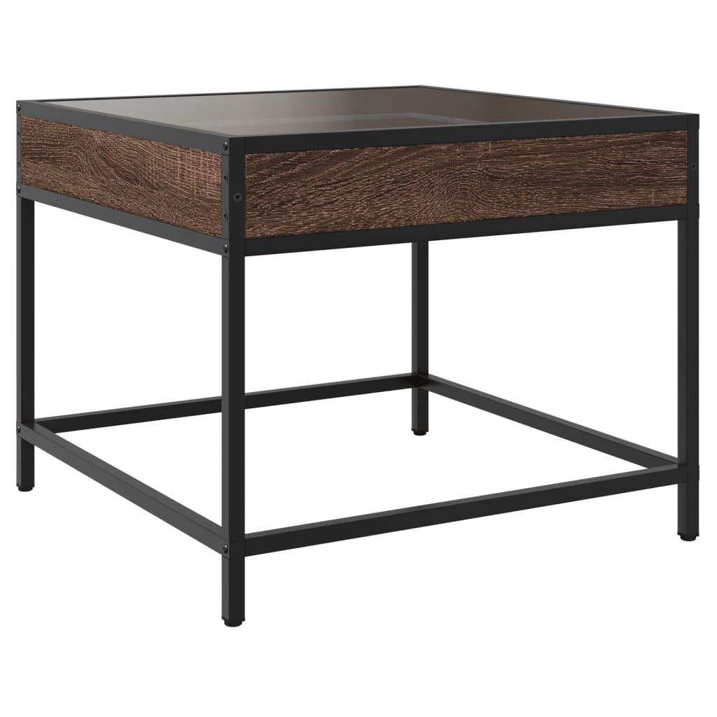 vidaXL Coffee Table with Infinity LED Brown Oak 50x50x41 cm