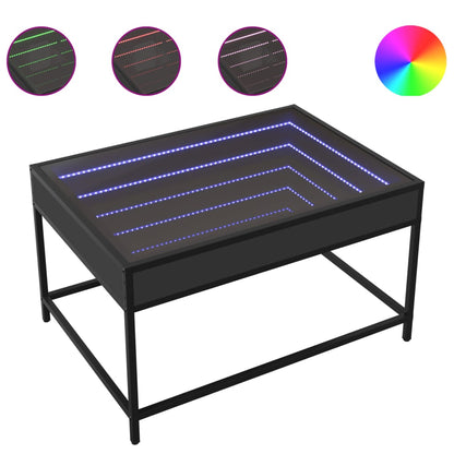 vidaXL Coffee Table with Infinity LED Black 70x50x41 cm