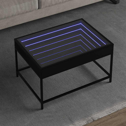 vidaXL Coffee Table with Infinity LED Black 70x50x41 cm