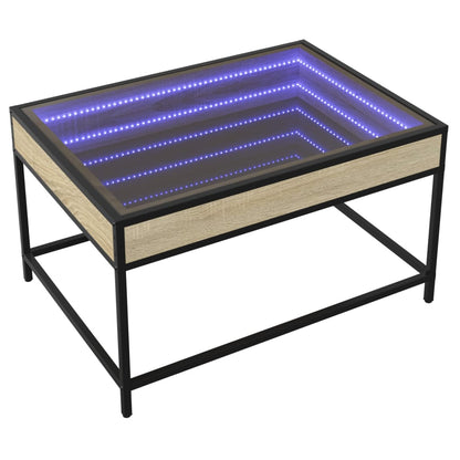 vidaXL Coffee Table with Infinity LED Sonoma Oak 70x50x41 cm