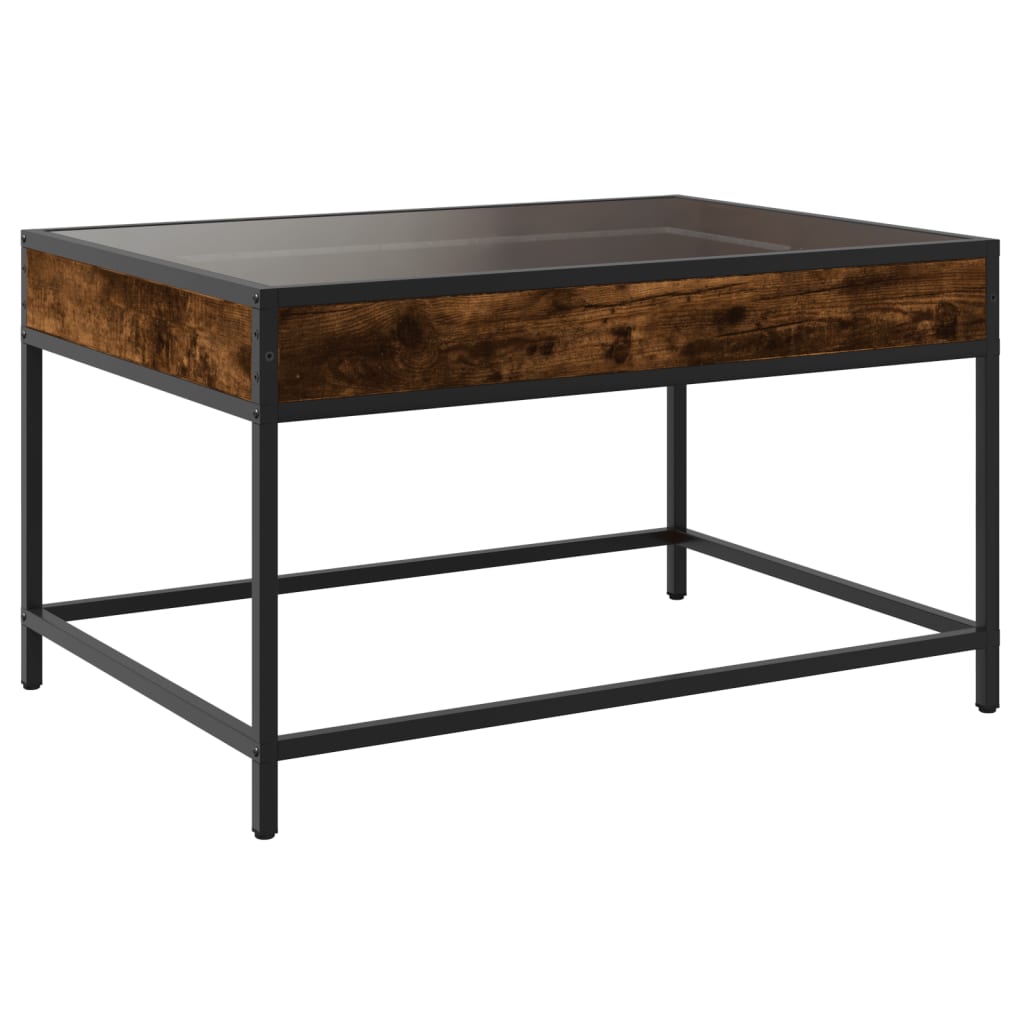 vidaXL Coffee Table with Infinity LED Smoked Oak 70x50x41 cm