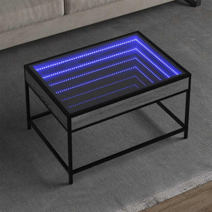 vidaXL Coffee Table with Infinity LED Grey Sonoma 70x50x41 cm