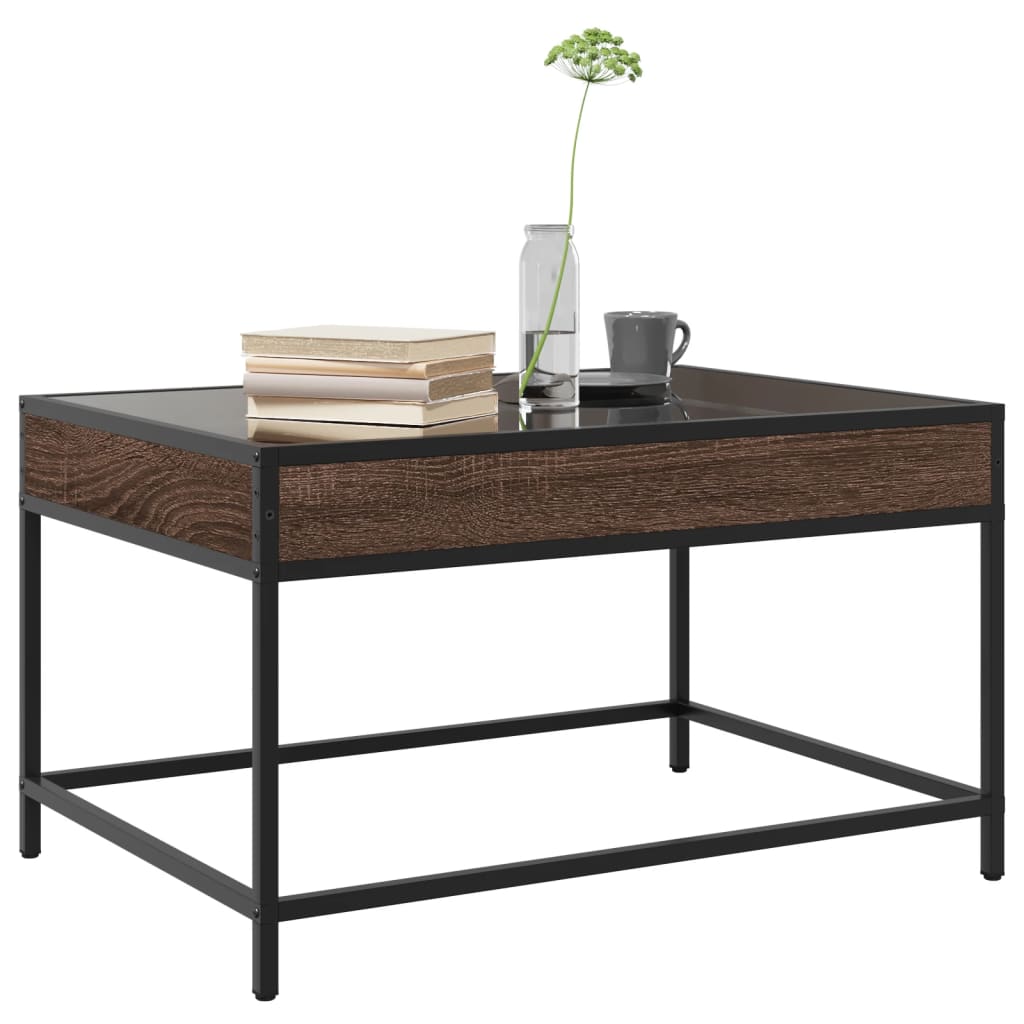 vidaXL Coffee Table with Infinity LED Brown Oak 70x50x41 cm