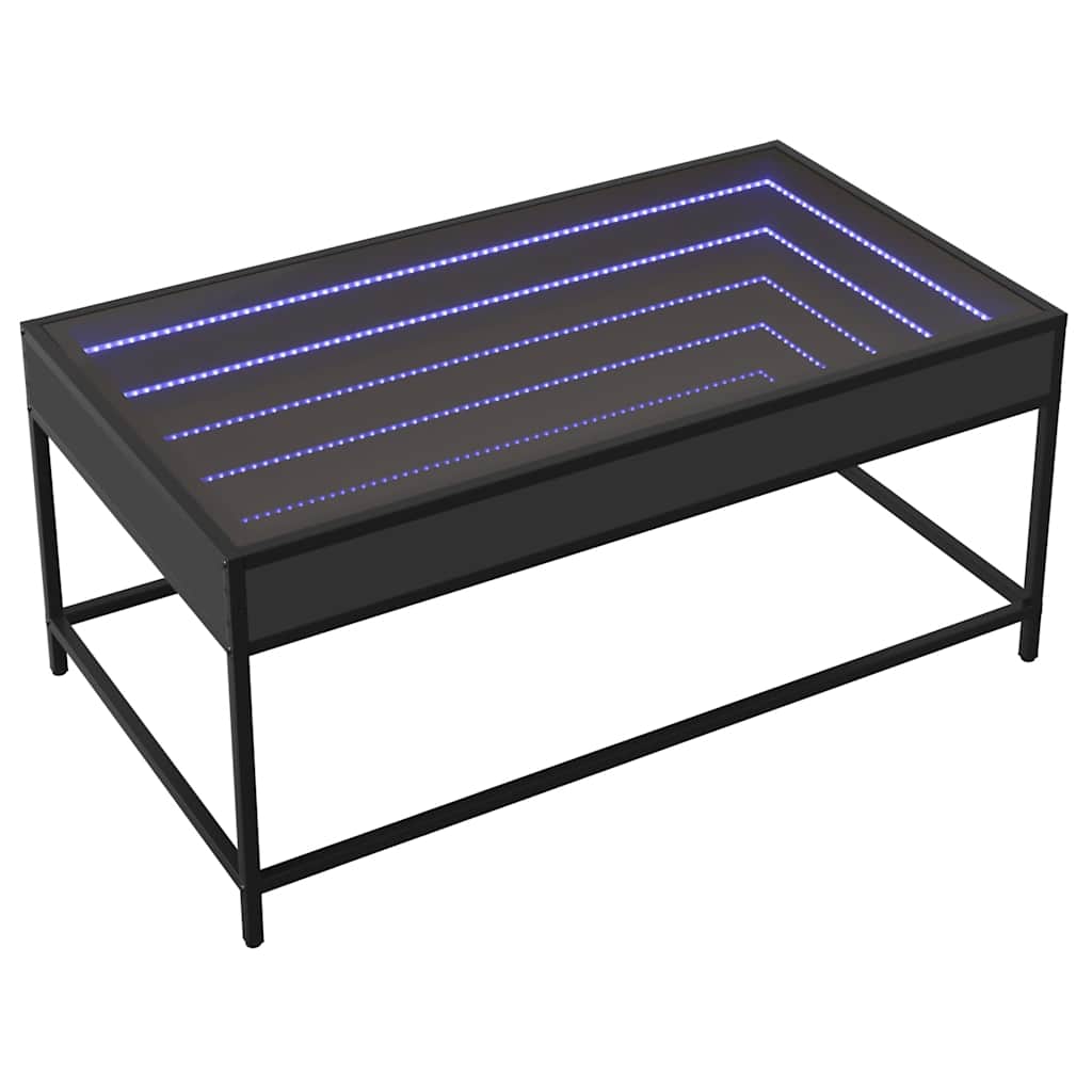 vidaXL Coffee Table with Infinity LED Black 90x50x41 cm
