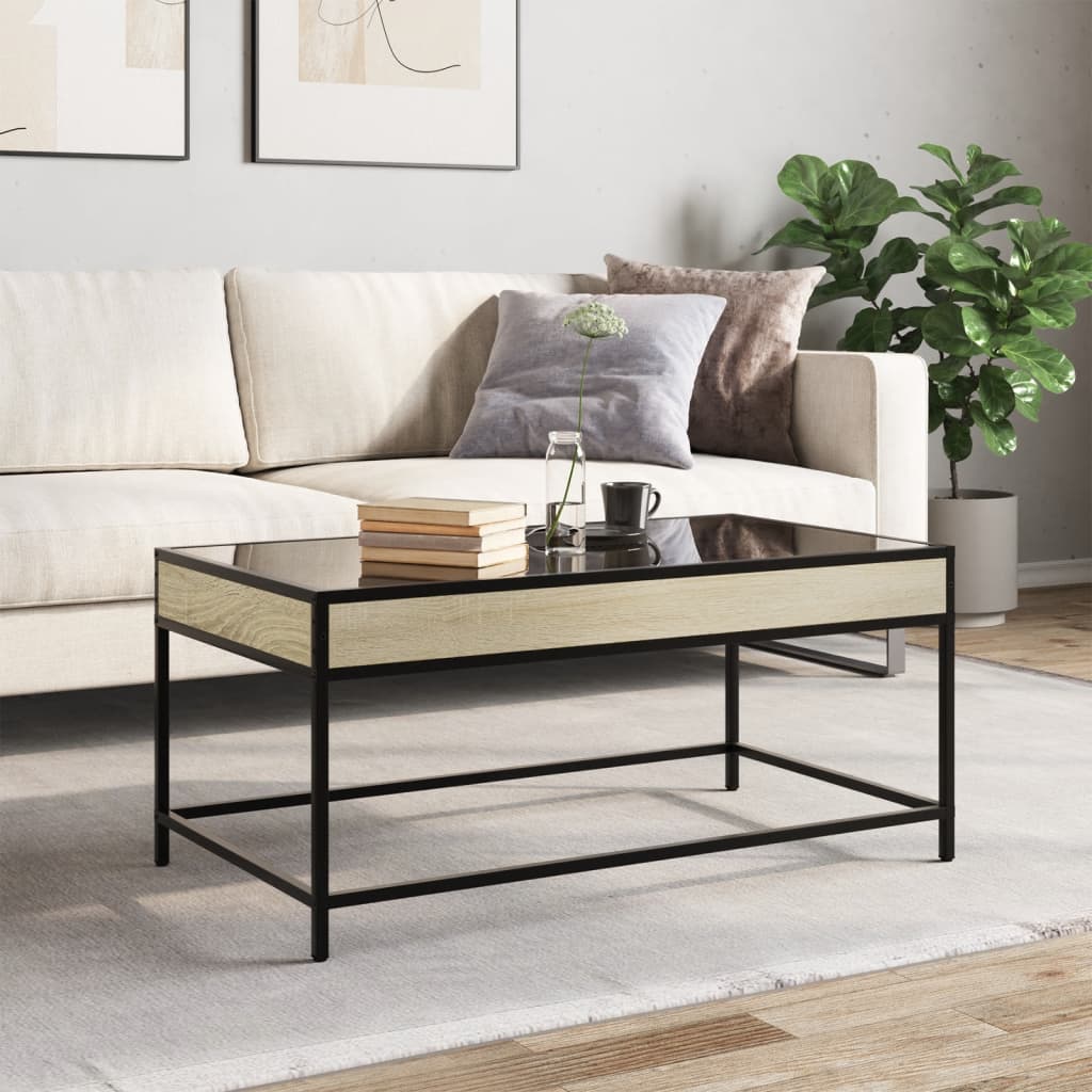 vidaXL Coffee Table with Infinity LED Sonoma Oak 90x50x41 cm