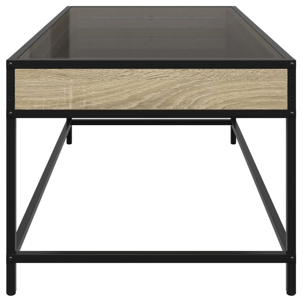 vidaXL Coffee Table with Infinity LED Sonoma Oak 90x50x41 cm