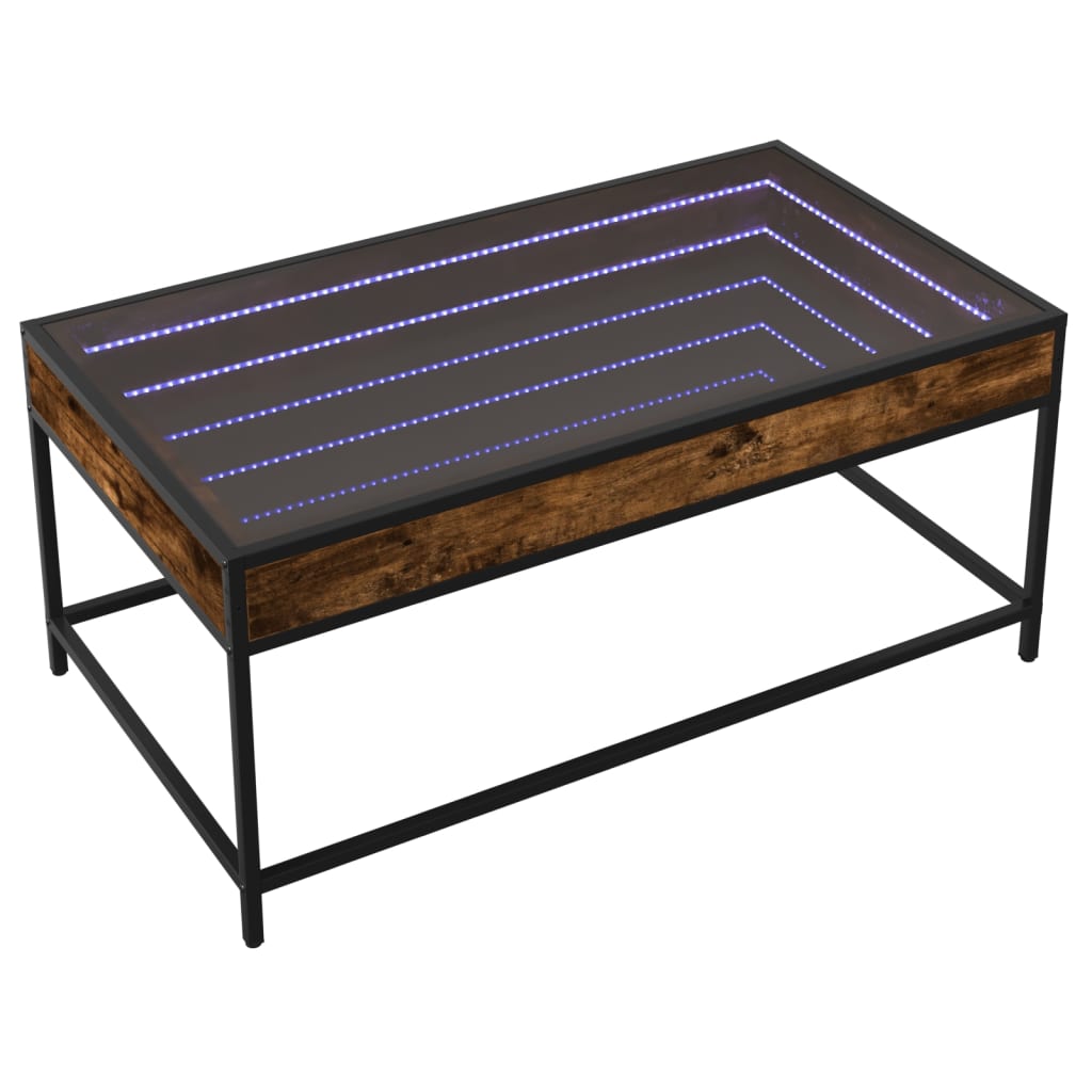 vidaXL Coffee Table with Infinity LED Smoked Oak 90x50x41 cm